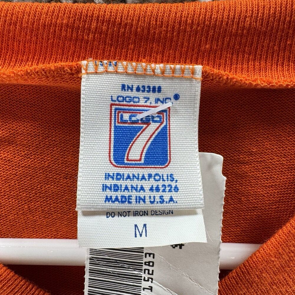 Vintage 80s Clemson Tigers Shirt Mens Medium‎ Orange Logo 7 Raglin Deadstock USA - Picture 5 of 15